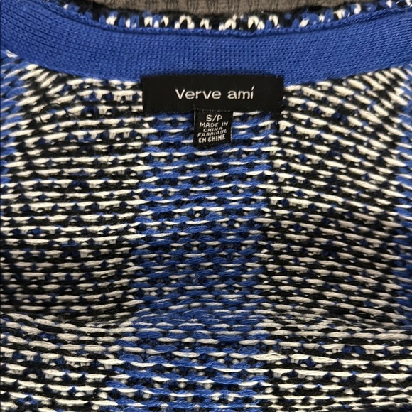 Verve Ami Black, White and Blue Striped Sweater Coat. Size S. - Picture 11 of 12